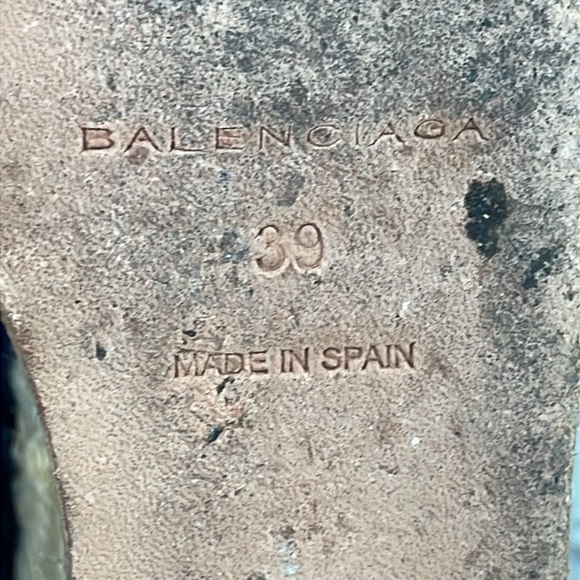 Balenciaga Navy Blue Leather Espadrille Wedge Sandals Sz 39 - Picture 12 of 16